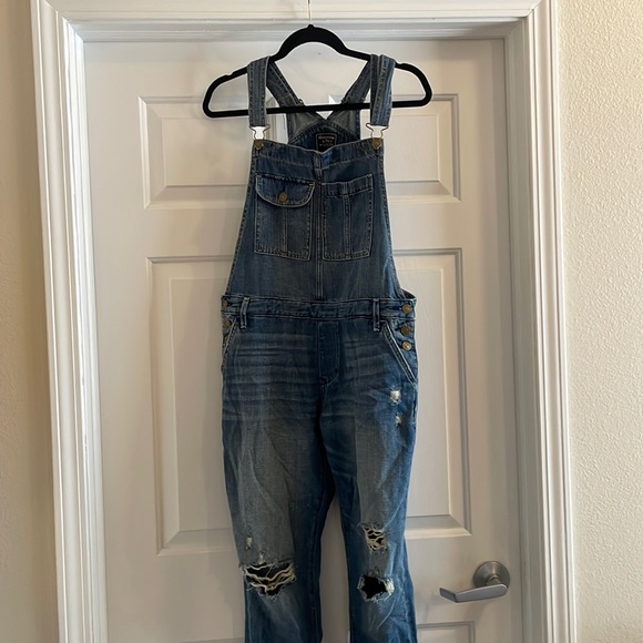 Abercrombie & Fitch Distressed Denim Overalls Medium - Picture 2 of 7